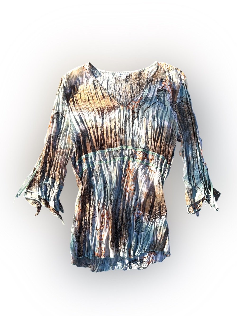 Y2K Textured Fairy Printed Blouse Embellished L/XL
